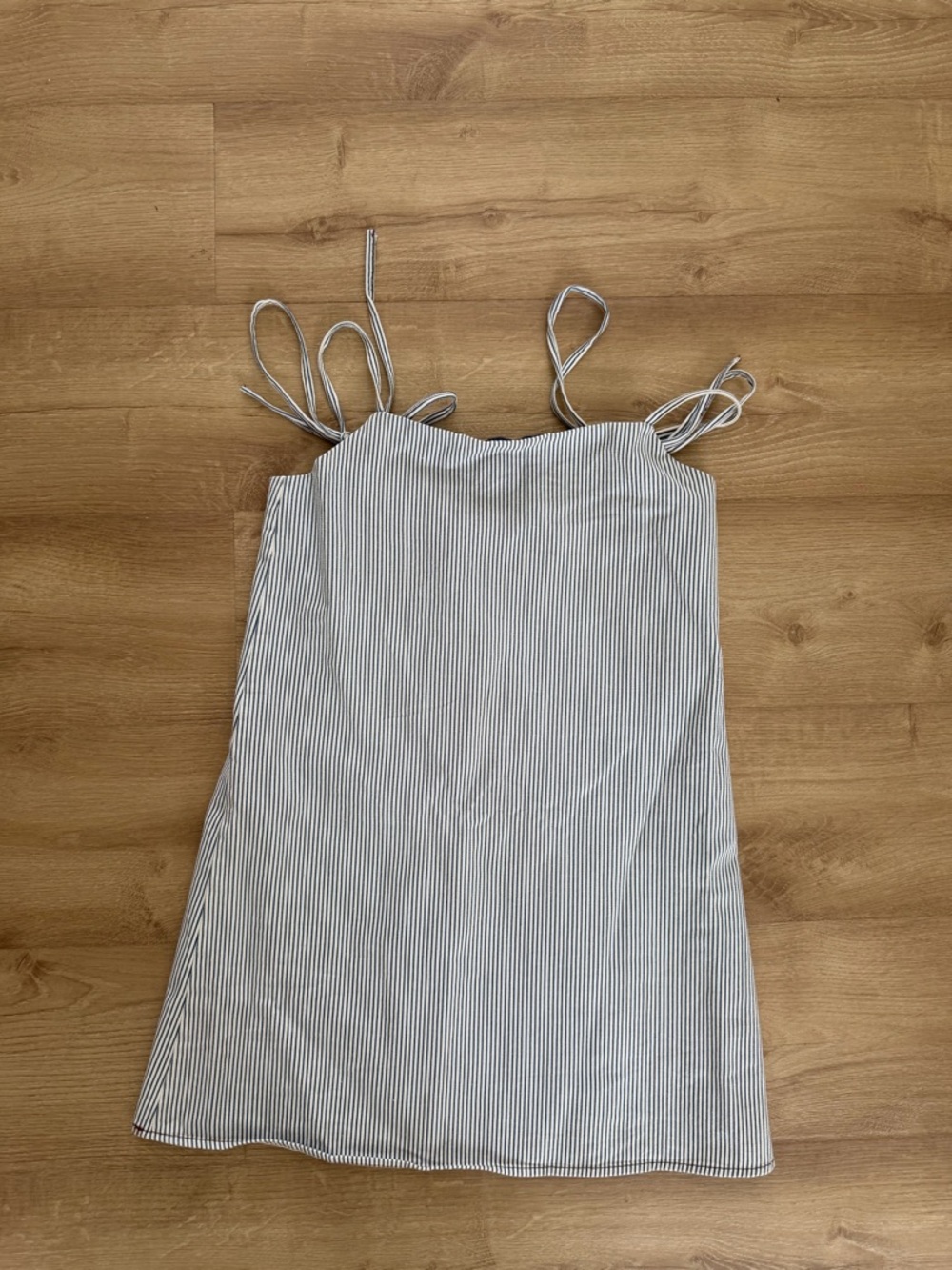 Striped Spaghetti Strap Dress - White & Navy